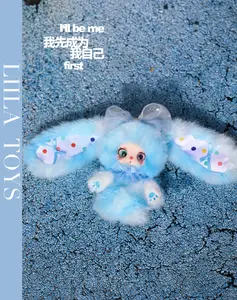 LISM Liila‘s rainbow candy rabbit plush toy doll，Bunny Plush Dolls，Soft Furry Collectibles，Backpack or clothing decoration，Stuffed Animal
