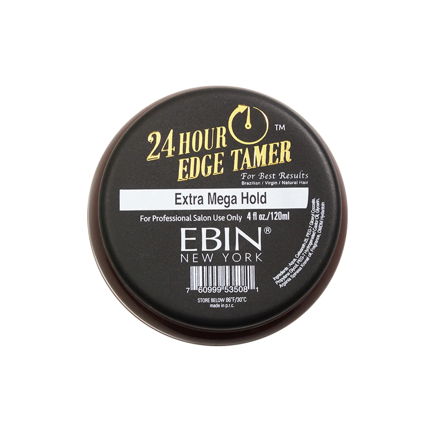 Ebin New York 24-Hour Edge Tamer, Professional Extra Mega Hold Edge Control Gel for Natural, Virgin, and Brazilian Hair, 4 oz