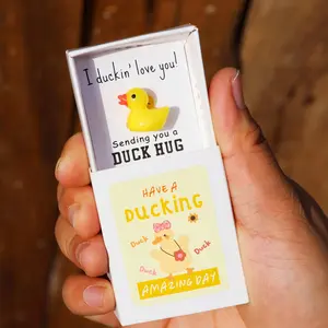 Mini Duck Design Gift Box, 1 Count Quirky Resin Duck Ornament, Funny Birthday Gift for Duck Lovers, Holiday Garden Planter Decoration