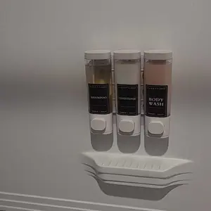 Shampoo and Conditioner Dispenser,Unisense Shower Soap Dispenser Transparent 3 Chamber No Drill Wall-Mounted Shampoo Dispenser for Shower Luxury Wall Mounted Shower Dispenser for Bathroom Hotel Large Capacity,Dark Gray Home Goods Black