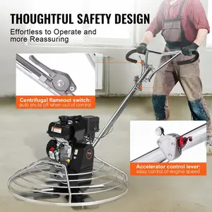 SummerWinsVEVOR Power Trowel, 38 Walk-Behind Cement Trowel with Float Pan, 6HP Gas-Powered Smooth Concrete Surface Finisher, Heavy Duty Commercial Screed Concrete Cement with Finishing Blade, Orangedealsforyoudays