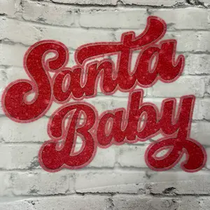 SANTA BABY PINK SPARKLE LETTER FONT DTF TRANSFER