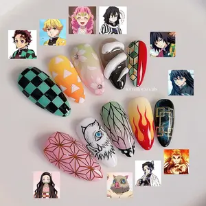 Anime Inspired Press On Nails, Handmade Cosplay Character Nail Set, Colorful False Nails for Fans and Collectors