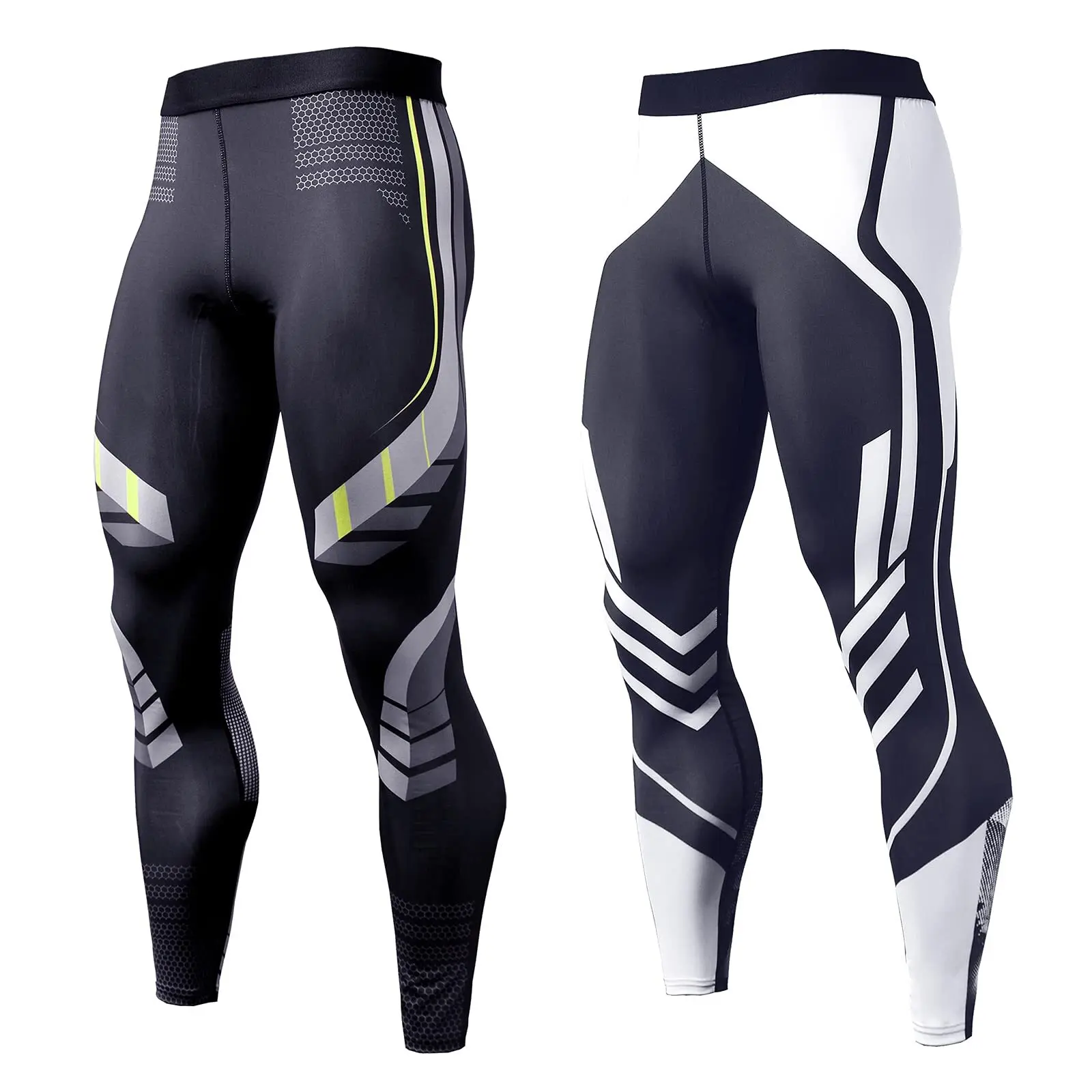 OEBLD Men's Compression Pants UV Blocking 4-Way Stretch Tights for Running Gym Yoga All Seasons 2 Pack
