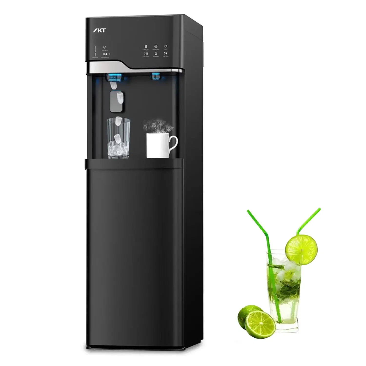 IKT&SOOPYK Self-Cleaning Bottom Loading Water  Dispenser with Ice Maker, 3&5 Gal , 22 lbs Ice Daily Capacity, Child Safety Lock, Black
