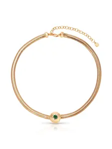 Ettika Emerald City Necklace with Central Gemstone and Decorative Band for Women Jewelry