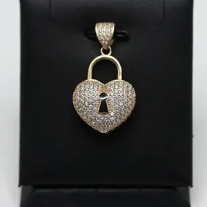 14K Gold CZ Stone Heart Locket Pendant - 2 Colors for Everyday Wear