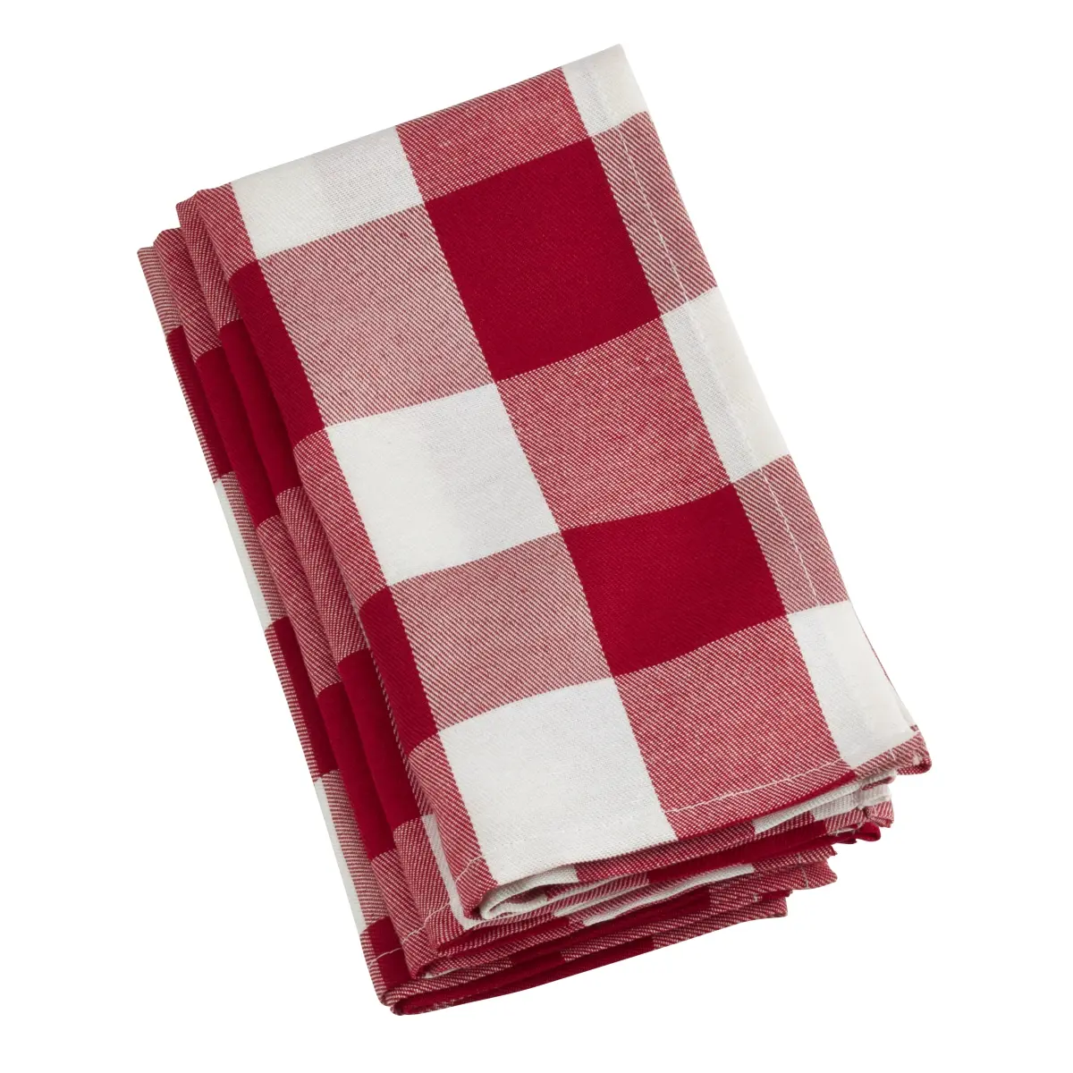 SARO 5026.RW20S Tableware 20 in. Square Cotton Napkins - Red & White Buffalo Plaid Check Pattern, Set of 4