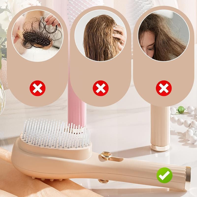 [Holiday Haul] 1PCS Pink Telescopic Control Hair Brush ABS Plastic Handle, Nylon Bristles, Scalp Massage Function, Ideal for All Hair Types, Enhances Shine & Smoothness