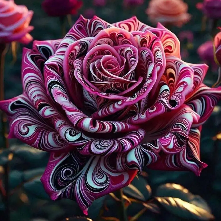 5D DIY Full Drill Round Diamond Painting - Diamond Painting Kit Diamond Pattern Design Rose Flower Mosaic Canvas DIY Wall Art, Home Wall Decoration, Suitable for Halloween, Christmas, Birthday and Anniversary Gifts