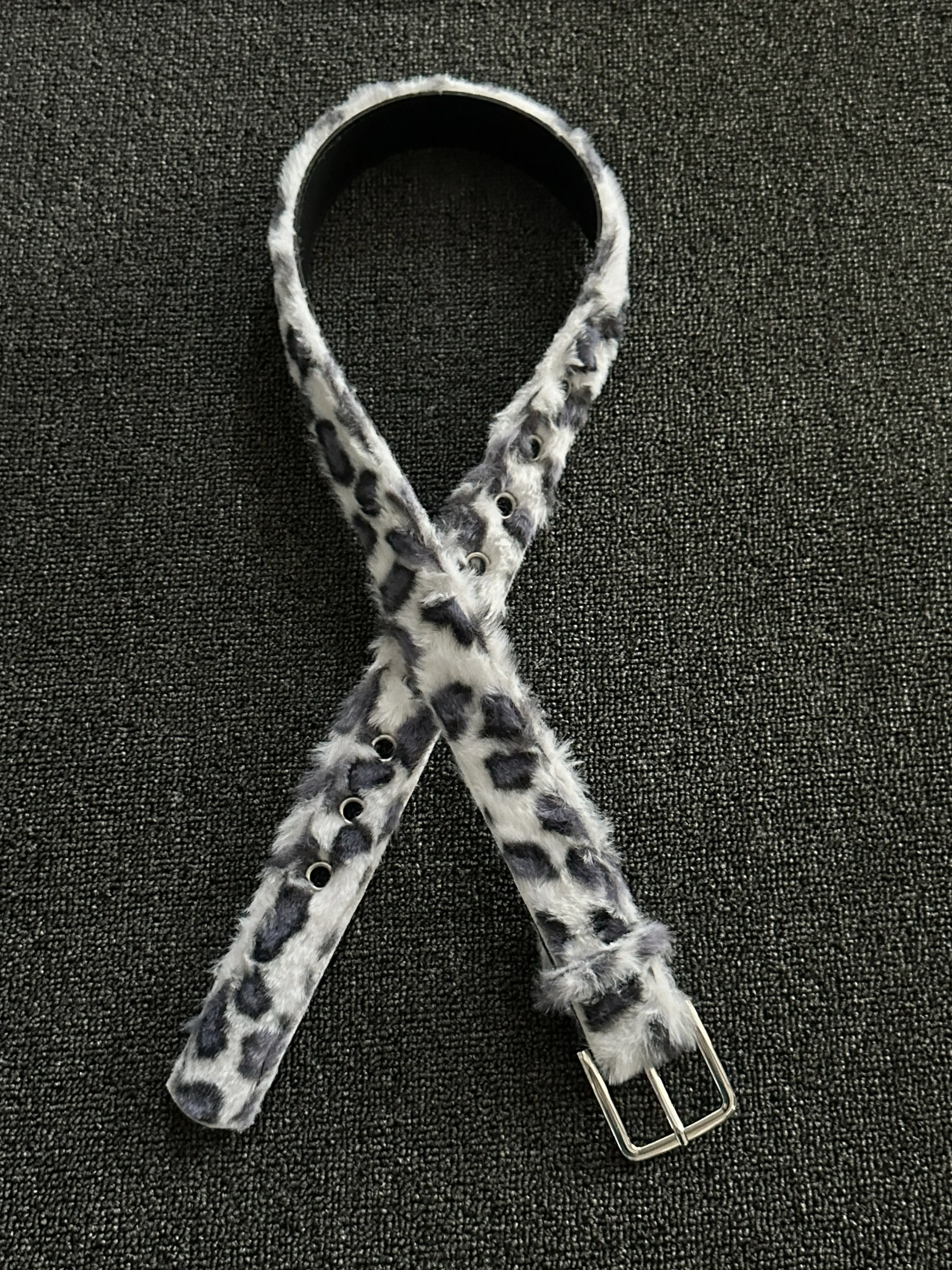 Tiger Print Fleece Belt Millennium Punk Street Hip-Hop High-End Needle Buckle Pants Leather Belt Fashion Trendy Punk Style Belt Fashion Belts