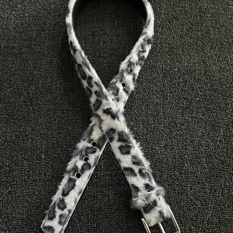 Tiger Print Fleece Belt Millennium Punk Street Hip-Hop High-End Needle Buckle Pants Leather Belt Fashion Trendy Punk Style Belt Fashion Belts