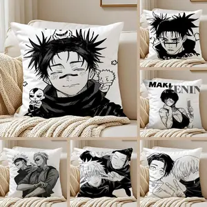 Japanese anime pop cool cute Satoru Gojo Chousou Jujutsu Kaisen Pillow Case Pillowcase Anti-dustmite Invisible zipper silky short plush Sofa cushion cover polyester microfiber standard queen king white bed home