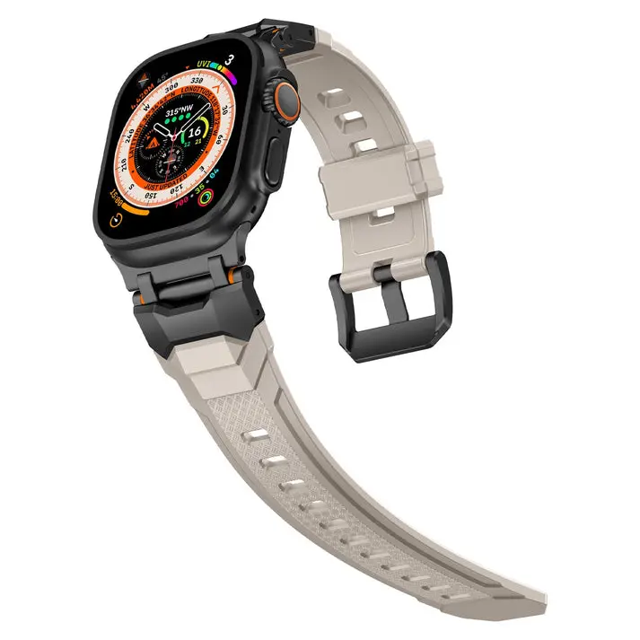 NexWing Silicone Band with Ultra Metal End Pieces, Modular Links & Seamless Fit Strap for 49mm/46mm/45mm/44mm Smart Watches, Men's Mechanical Tech Stylish Accessories