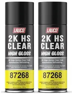 LAUCO 2K HS Clear High Gloss – High-Solids Automotive Clear Coat Spray – Fast Dry, High Chemical & Scratch Resistance – Professional Car & Motorcycle Refinishing – 2 Pack [87268]