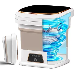 16L Portable Foldable Mini Washer 3 Modes with Drain Compact for Travel Apartment Dorm RV Cream White