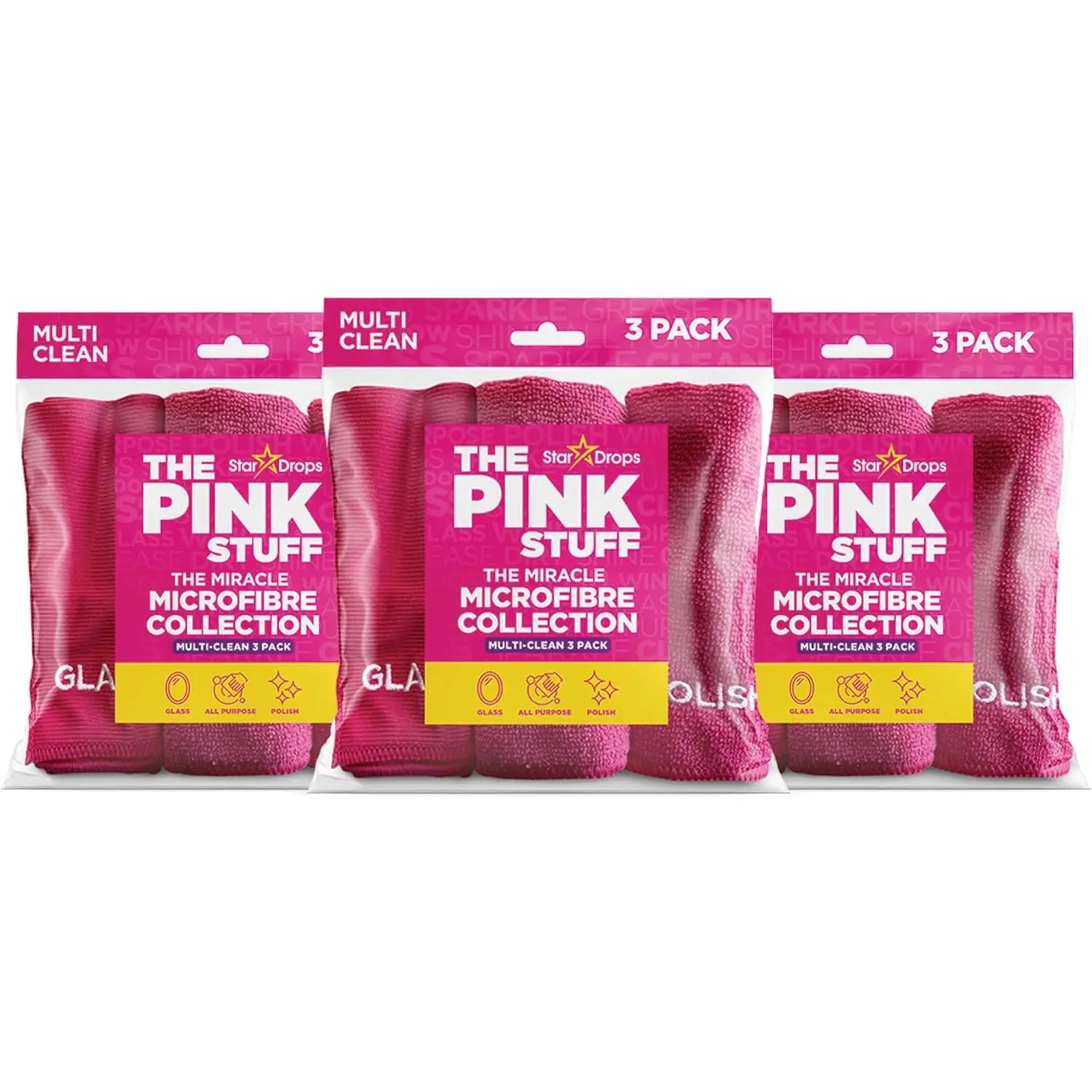The Pink Stuff Miracle Microfibre Cloth Collection, 9 Count Kit
