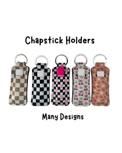 Chapstick Holders Keychain - Sublimation Design in Various Patterns Fabric Keychain with Unique Designs for Personalization and Practicality