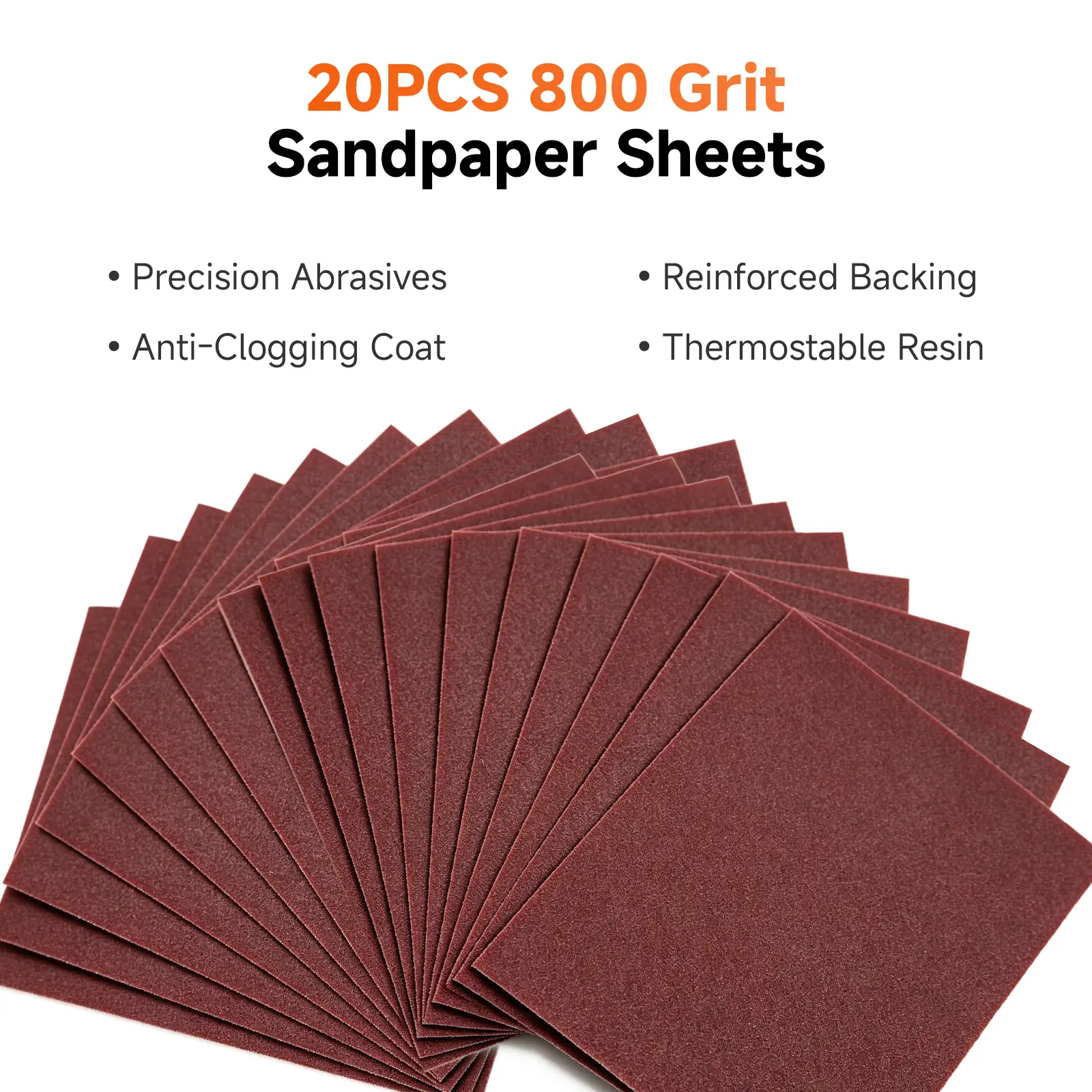 20PCS 800 Grit Sandpaper Sheets 10.6 x 8.7 Inch Wet Dry Abrasive Paper for Wood Metal Furniture Automotive Polishing Surface Finishing FathersDayGift
