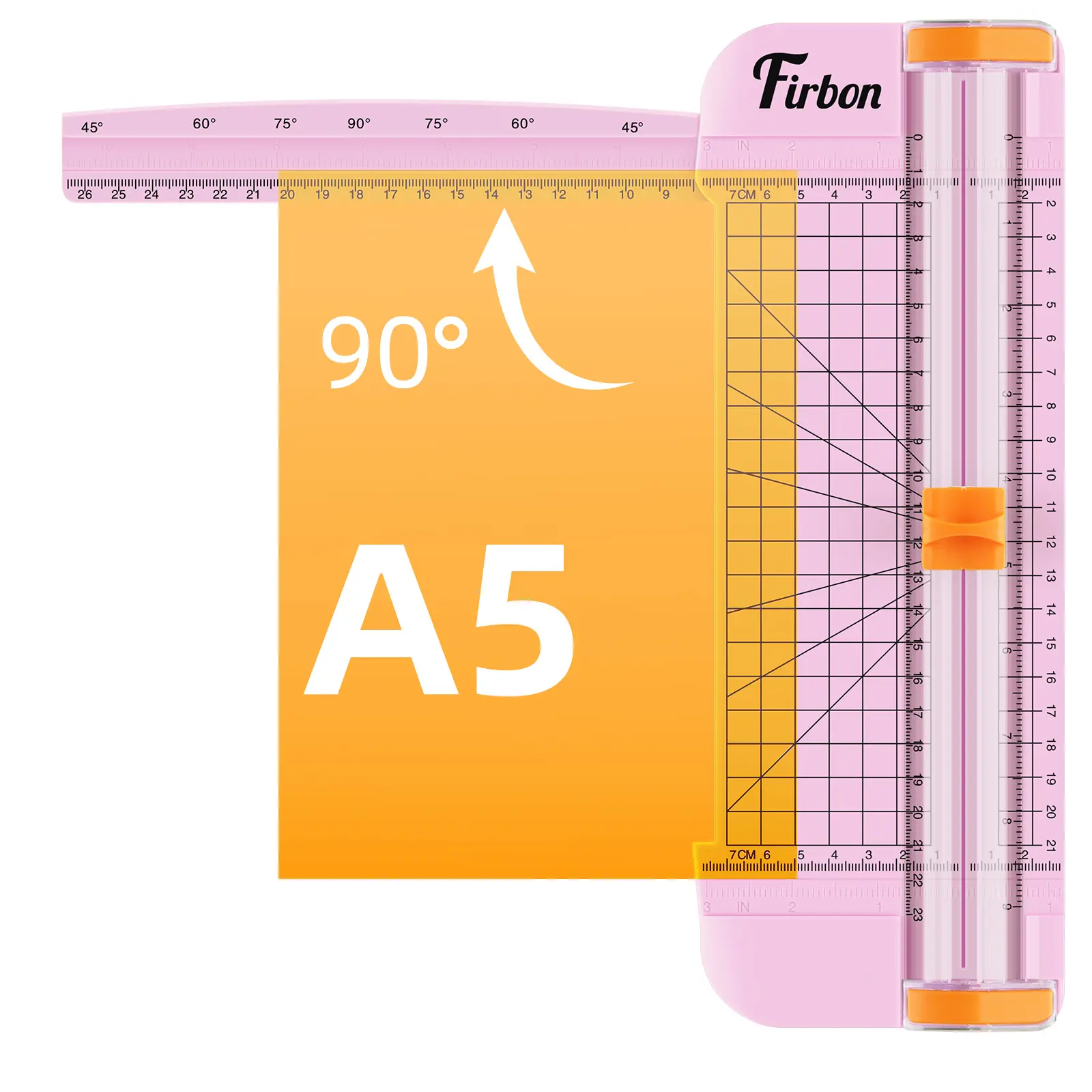 Firbon A5 Paper Cutter Trimmer for Straight Compact Scrapbooking Tool with Side Ruler for Craft Paper, Photo, Label, Postcard and Cardstock All-age Safe Cutting Supplies