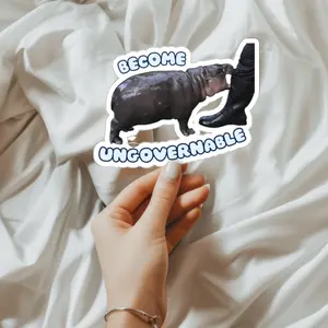 Become Ungovernable Moo Deng Sticker, Pygmy Hippo Moo Deng, Moo Deng Hippo Sticker, Baby Hippo Sticker