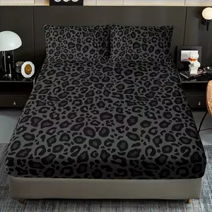 Classic Leopard Print Bedding Set, 2/3pcs (1 Fitted Sheet + 1/2 Pillowcases), High-Quality Home Dorm Room Decor, Contemporary Style, Bedsheet Sets