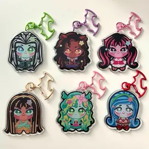 MONSTER HIGH Keychains, Frankie, Draculaura, Clawdeen, Cleo, Lagoona, Ghoulia, First Wave Collectible, Cartoon Character Keychains, Gift For Fans