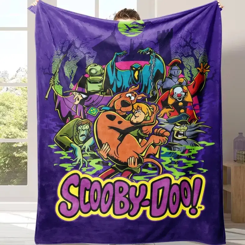 Scooby Doo Spooky Poster Scene Blanket Silky Touch Super Soft Throw for Halloween Christmas Gift Girls Bedroom Decor Suitable for all four seasons This is the best gift for couples, children, parents and f