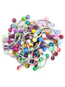 16G CrazyPiercing Eyebrow Rings 5-50Pcs Tragus Piercing, Colorful Acrylic Ball Stainless Steel Curved Barbell for Men Women
