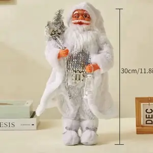 Santa Claus Christmas Ornament 12.6 inch Plastic Bird 3D Statue Classic Holiday Decoration for Home 30cm/11.8 inch