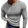 Grandclad Men’s Ribbed Henley Long Sleeve Shirt Slim Fit Stretch Casual Knit Pullover for Men Soft Breathable Fashion Tee