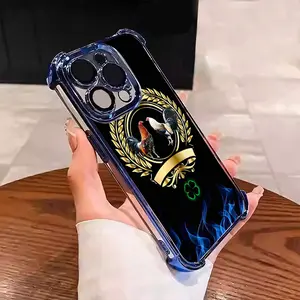 Mexican Rooster Glory Badge Flame Pattern Suitable for Aesthetic Electroplated TPU Casing For iphone 17 16 15 14 13 12 11 X XS PRO PLUS MAX AIR Samsung S25 S24 S23 Four Corners Anti-Fall Transparent Casual Soft Silicone Phone Cases  L1765