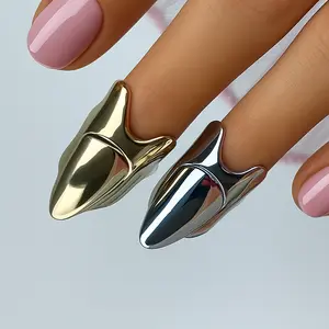Full Cover Nail Ring – Adjustable Fingertip Armor Jewelry in Gold and Silver