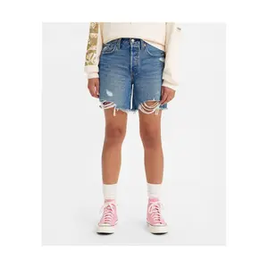 Levi's 501 Women's Mid-Rise Ripped Distressed Jean Denim Shorts, Blue