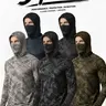 5-Pack Tactical Camouflage Hooded Shirts with Built-In Face Mask, Long-Sleeve Lightweight Performance Balaclava Hoodies, UV Protection Outdoor Hunting/Fishing Motorcycle Neck Gaiter Tops for Men