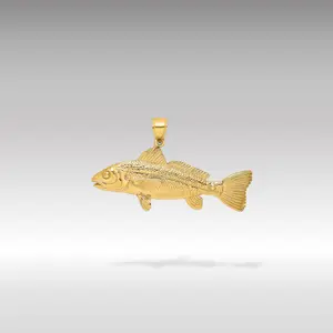 14K Gold 3D Large Red Fish Pendant