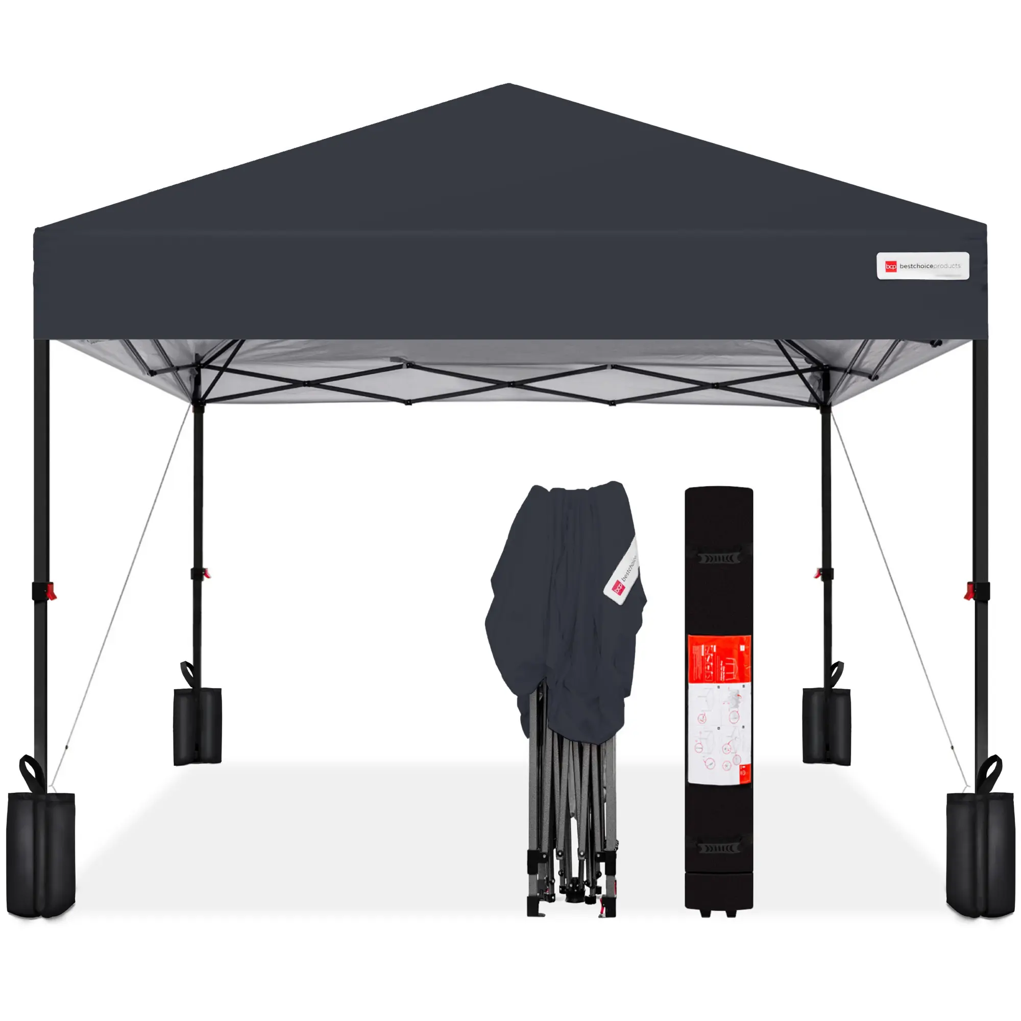 Best Choice Products 10x10ft Easy Setup Pop Up Canopy w/ 1-Button Setup, Wheeled Case, 4 Weight Bags Best Choice Products 10x10ft Easy Setup Pop Up Canopy w/ 1-Button Setup, Wheeled Case, 4 Weight Bags