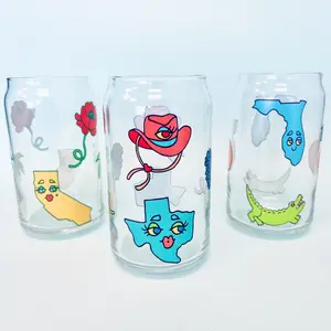 State Glass Cups- Texas, California, Florida, Arizona State Glass Cups- Texas, California, Florida, Arizona