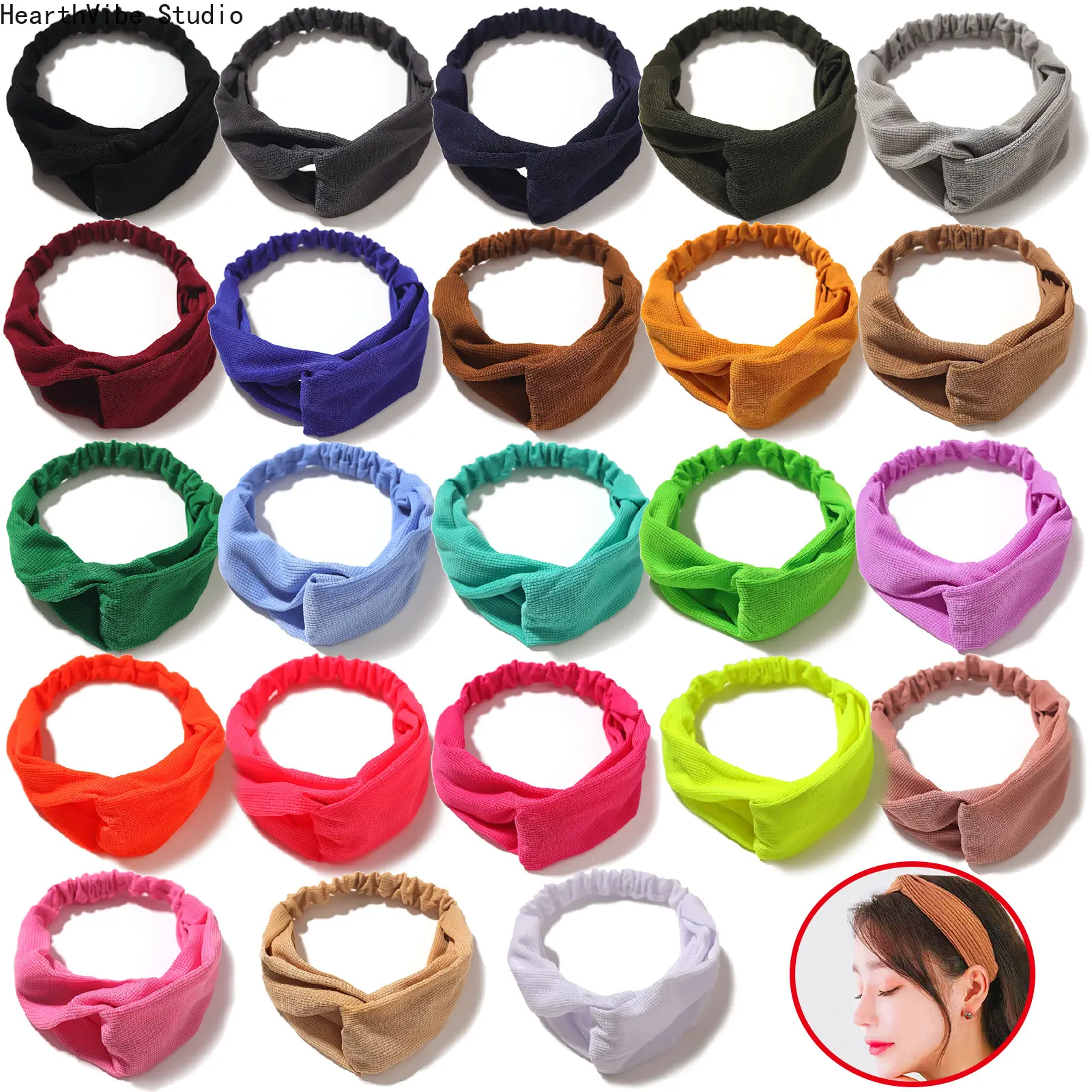 Unisex Adults' Polyester Elastic Crossover Headband - Solid-Color & Plaid, Breathable, Sweat-Wicking, Quick Dry, Elastic Fit, All Seasons Athletic Sports Headband for Running, Fitness, Purple, Orange, Solid/Plaid, Gray, Fitness For Everyone