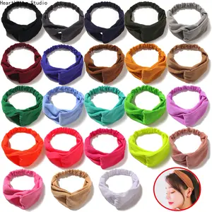 Universal Adults' Unisex Solid-Color and Plaid Crossover Elastic Headbands - Breathable, Sweat-Wicking Sports & Fitness Hairbands