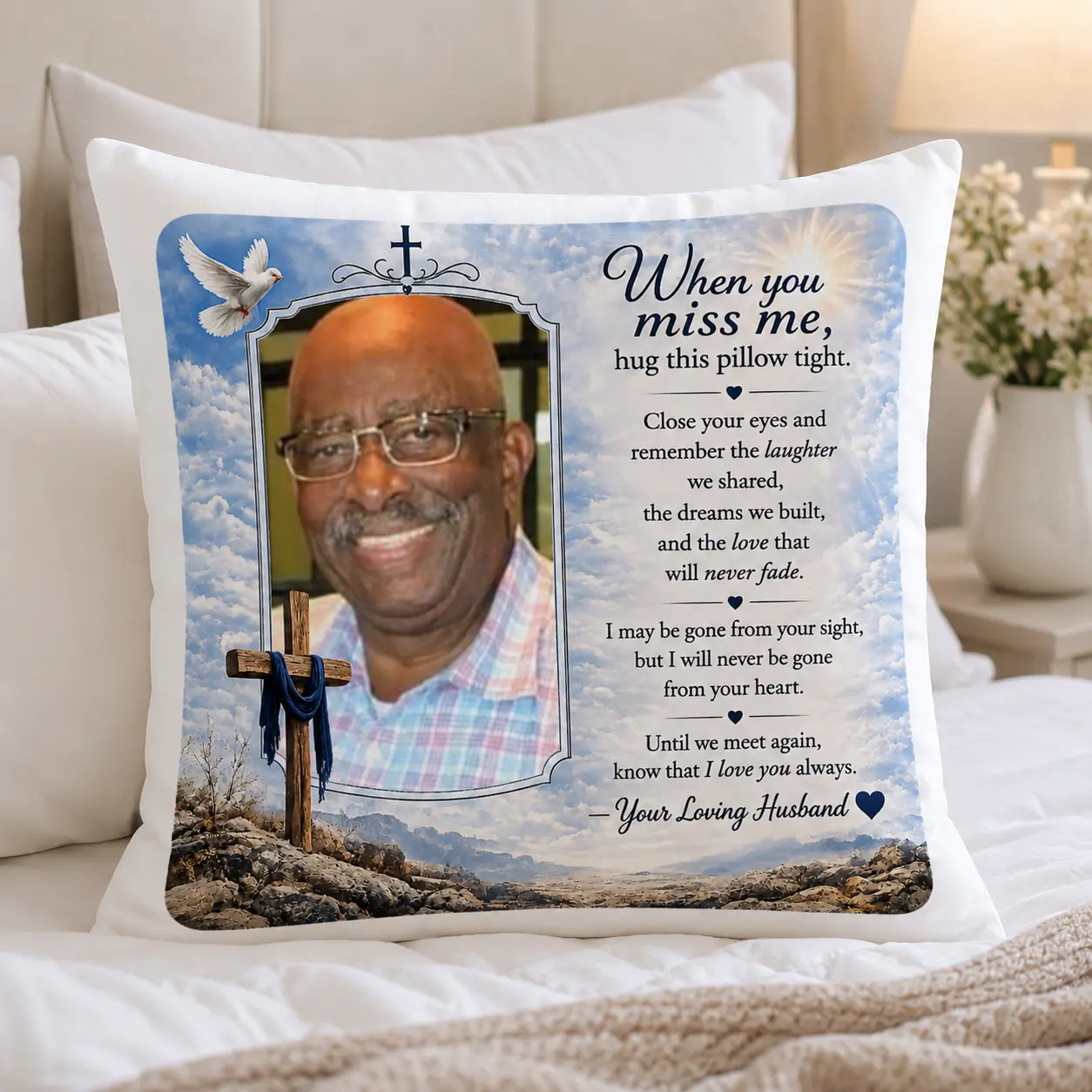 Personalized Memory Pillow - "When You Miss Me" Design with Photo & Inspirational Quote for Loved Ones - Perfect Gift for Remembrance