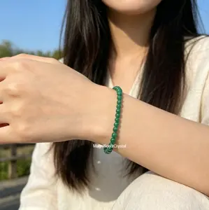 Premium 4mm Natural Emerald Stretch Bracelet Dainty Healing & Protection Gemstone Jewelry