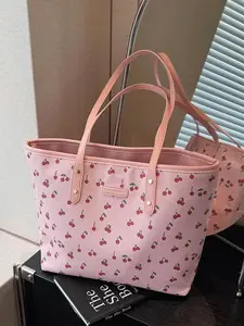 Fashion Cherry Pattern Shoulder Bag, Casual Large Capacity Tote Bag for Women, Trendy All-match Bag for Daily Use, Fashionable Patterned Bag