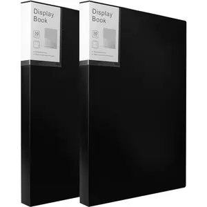 Portfolio Folder for Artwork Art Portfolio Binder 2 Packs 9"x12" Demo Book Black Portfolio Folder with Protective Film Binder with Plastic Sleeve 30 Pockets 60 Page Capacity