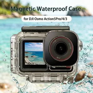 for DJI Osmo Action5Pro/4/3 Magnetic Waterproof Case, PC Material, Ideal for Water Sports, Swimming and Beach party, Lightweight Compact Design | Easy to Carry | Underwater Photography Gear | Underwater Photography Snorkeling Vlogging Accessory