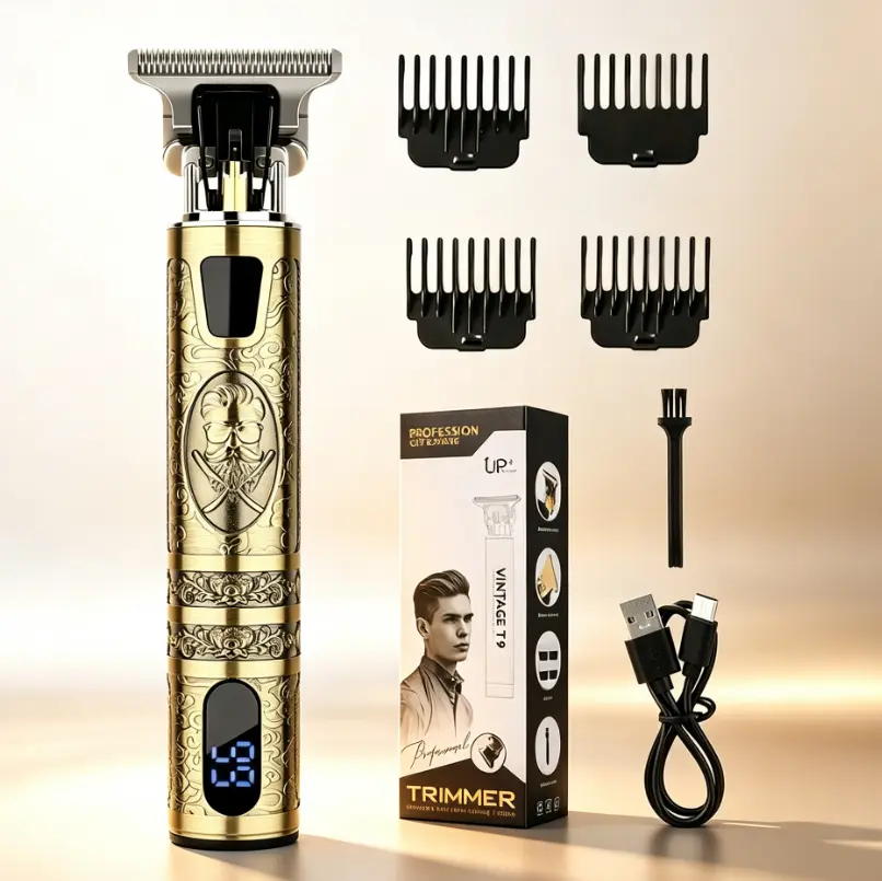 LQT Antique Metal Beard & Hairline Trimmer - Salon-Grade Men's DIY Grooming Tool for Personal Care Appliance Needs