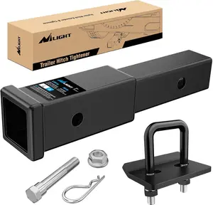 Nilight Trailer Hitch Extender 7 Inch Extension Length with Hitchs Tightener Anti Rattle Stabilizer for 2" Receiver with 5/8" Bolt Nut Clip 3,500 lbs GTW Matte Black