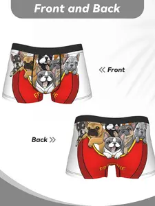 1pc French Bulldog Frenchie Fries Underpants Breathbale Panties Men's Underwear Ventilate Shorts Boxer Briefs
