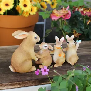 Easter Rabbit Family Resin Statue Set, Charming Bunny Decorations for Home Garden Spring Celebrations, Perfect Easter Gift, Garden Accessories
