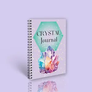 A5 size Crystal Diary: Chakras, Meditation and Fulfillment Guide workbook to help you explore the transformative power of crystals and enhance your journey of self-discovery and healing through mindfulness practice. Includes crystal charts, ritual pages,